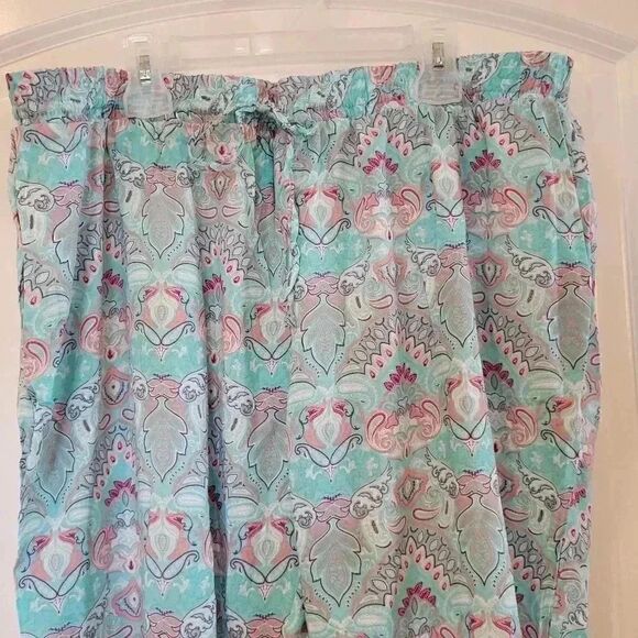 BLACK Butterfly Women's Turquoise/Pink Drawstring Pajama Lounge Pants NEW - Picture 6 of 10